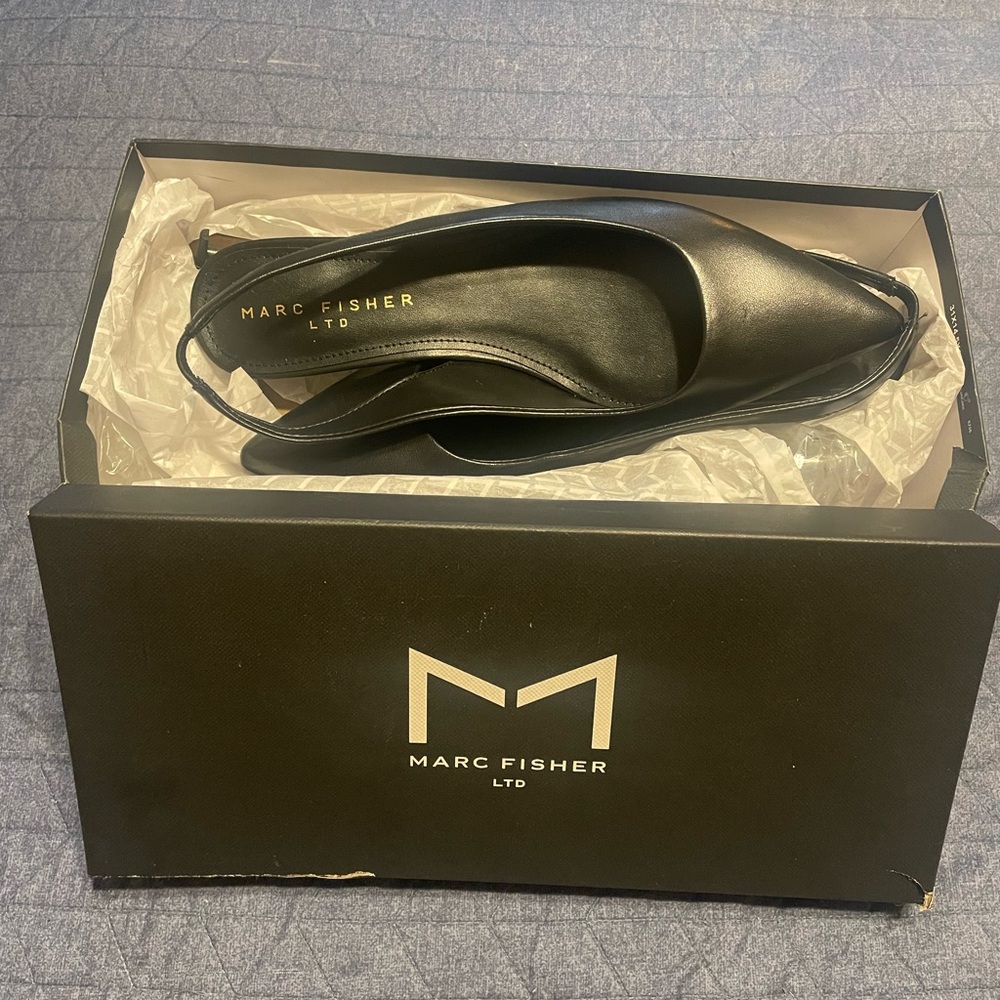Marc Fisher Black Leather Flats